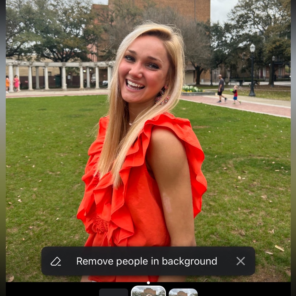 Orange ruffle top